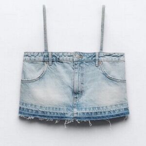 Zara Skirt Denim Crop Top 5252/201 NWT Size Medium